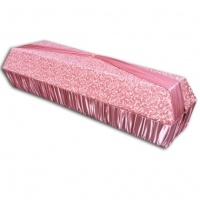 Гроб деревянный обитый жакардом Чайная роза