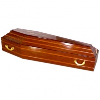 Гроб деревянный лакированный шестигранник Песчаная роза